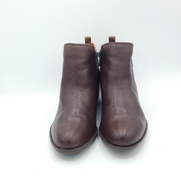 Lucky Brand Basel Reishi Snake Print Leather Booties brown women's size 9.5 - Picture 7 of 10